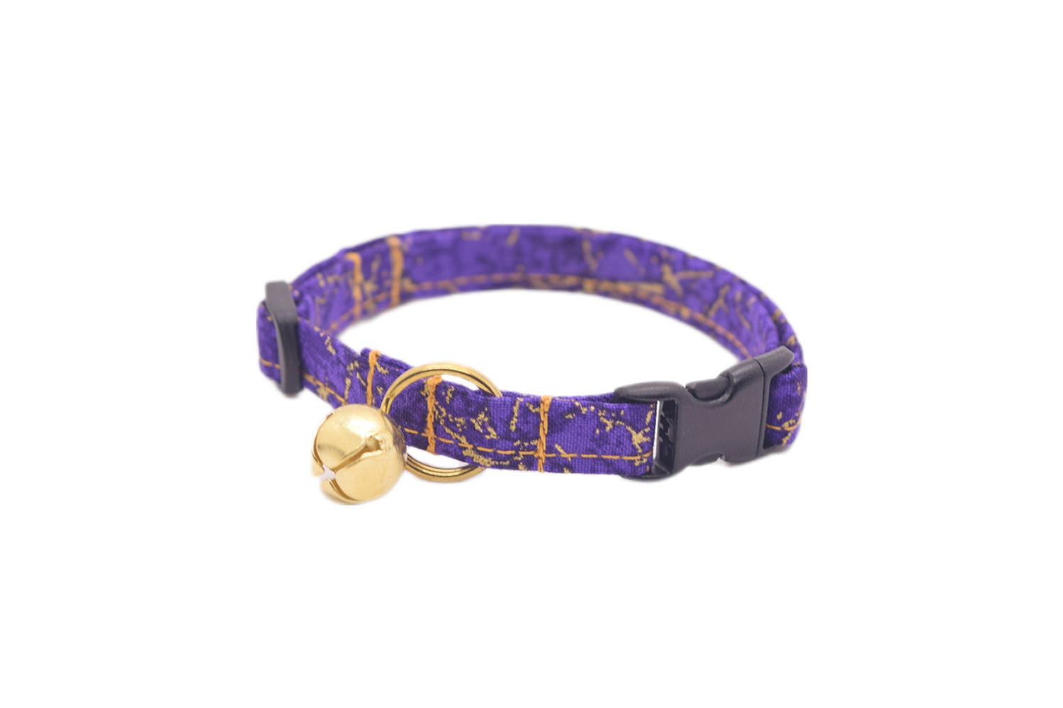 Purple & Gold Marble Cat Collar - Purple Quartz Pattern Breakaway Cat Collar - Handmade by Kira's Pet Shop