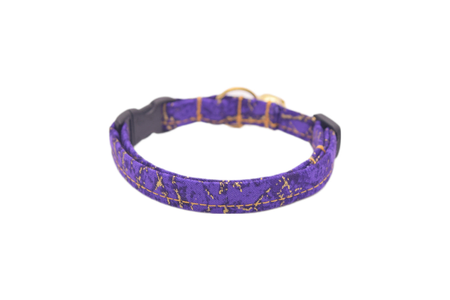 Purple & Gold Marble Cat Collar - Purple Quartz Pattern Breakaway Cat Collar - Handmade by Kira's Pet Shop