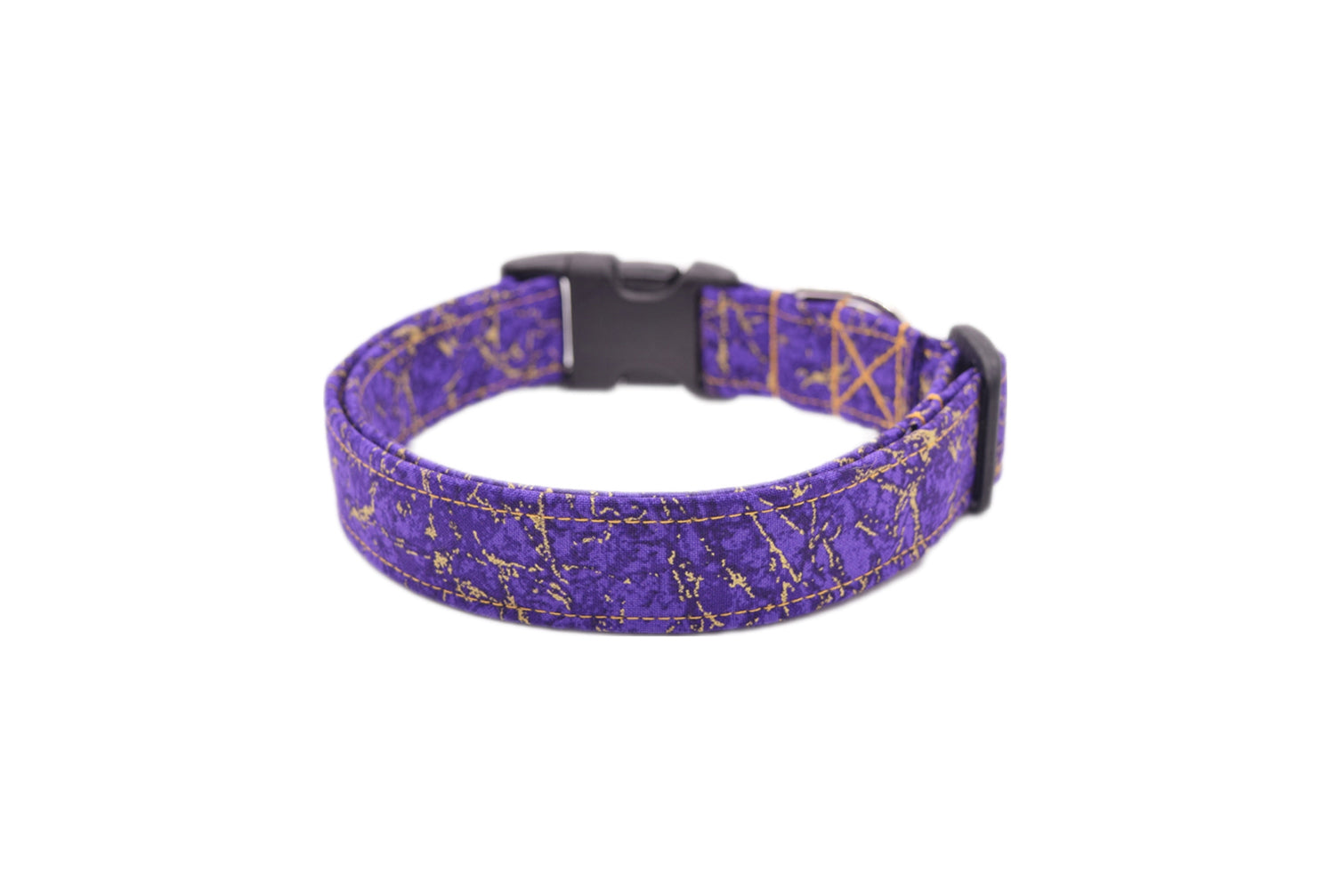 Purple & Gold Marble Dog Collar - Handmade by Kira's Pet Shop