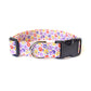 Purple Orange & Yellow Floral Dog Collar - Handmade by Kira's Pet Shop