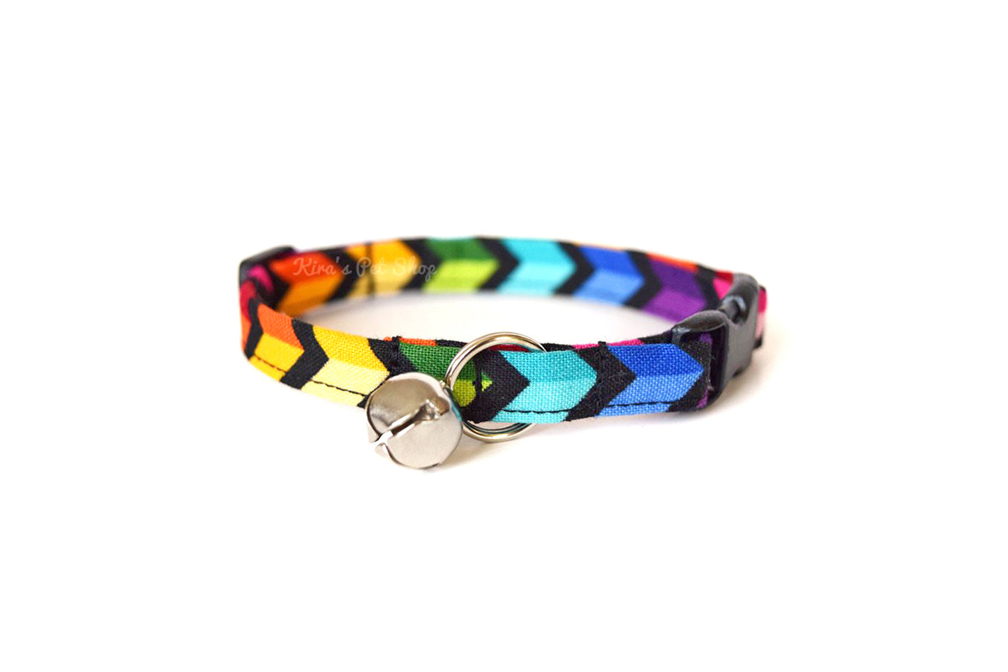 Rainbow Chevron Breakaway Cat Collar - Rainbow Cat Collar - Handmade by Kira's Pet Shop