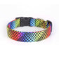 Rainbow Dots on Black Dog Collar - Handmade by Kira's Pet Shop