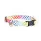 Rainbow Dots on White Breakaway Cat Collar - Rainbow Cat Collar - Handmade by Kira's Pet Shop