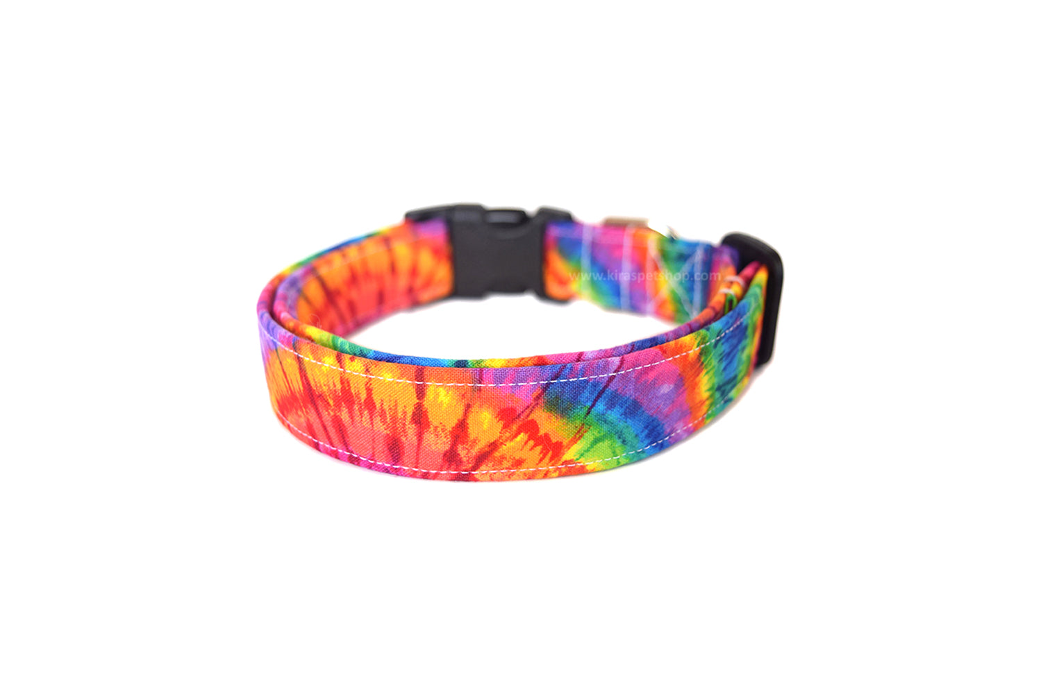 Rainbow Tie Dye Dog Collar - Handmade by Kira's Pet Shop