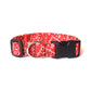 Red Bandana Print Paisley Dog Collar - Handmade by Kira's Pet Shop