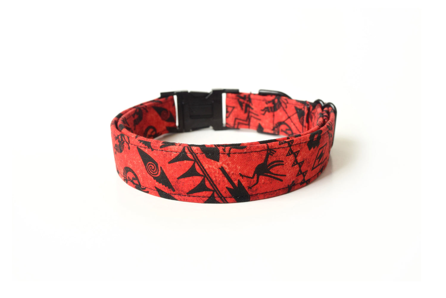 Red & Black Southwest Tribal Dog Collar - Handmade by Kira's Pet Shop