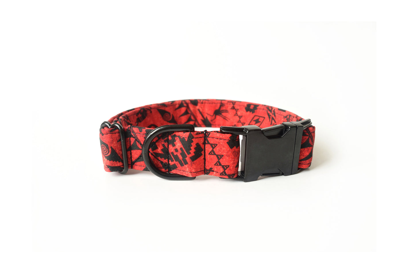 Red & Black Southwest Tribal Dog Collar - Handmade by Kira's Pet Shop