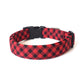 Red & Black Plaid Dog Collar - Handmade by Kira's Pet Shop