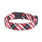 Red, Black & White Tartan Plaid Dog Collar - Handmade by Kira's Pet Shop