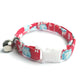 Red Floral Cat Collar - Red with Blue Flowers - Breakaway Cat Collar - Handmade by Kira's Pet Shop