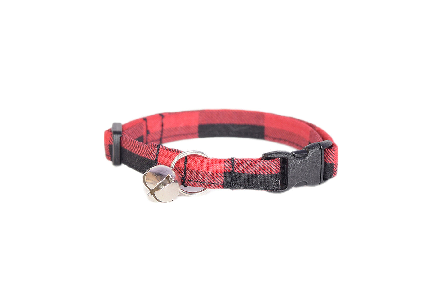 Red Buffalo Plaid Cat Collar - Red & Black Plaid Buffalo Check - Breakaway Cat Collar - Handmade by Kira's Pet Shop