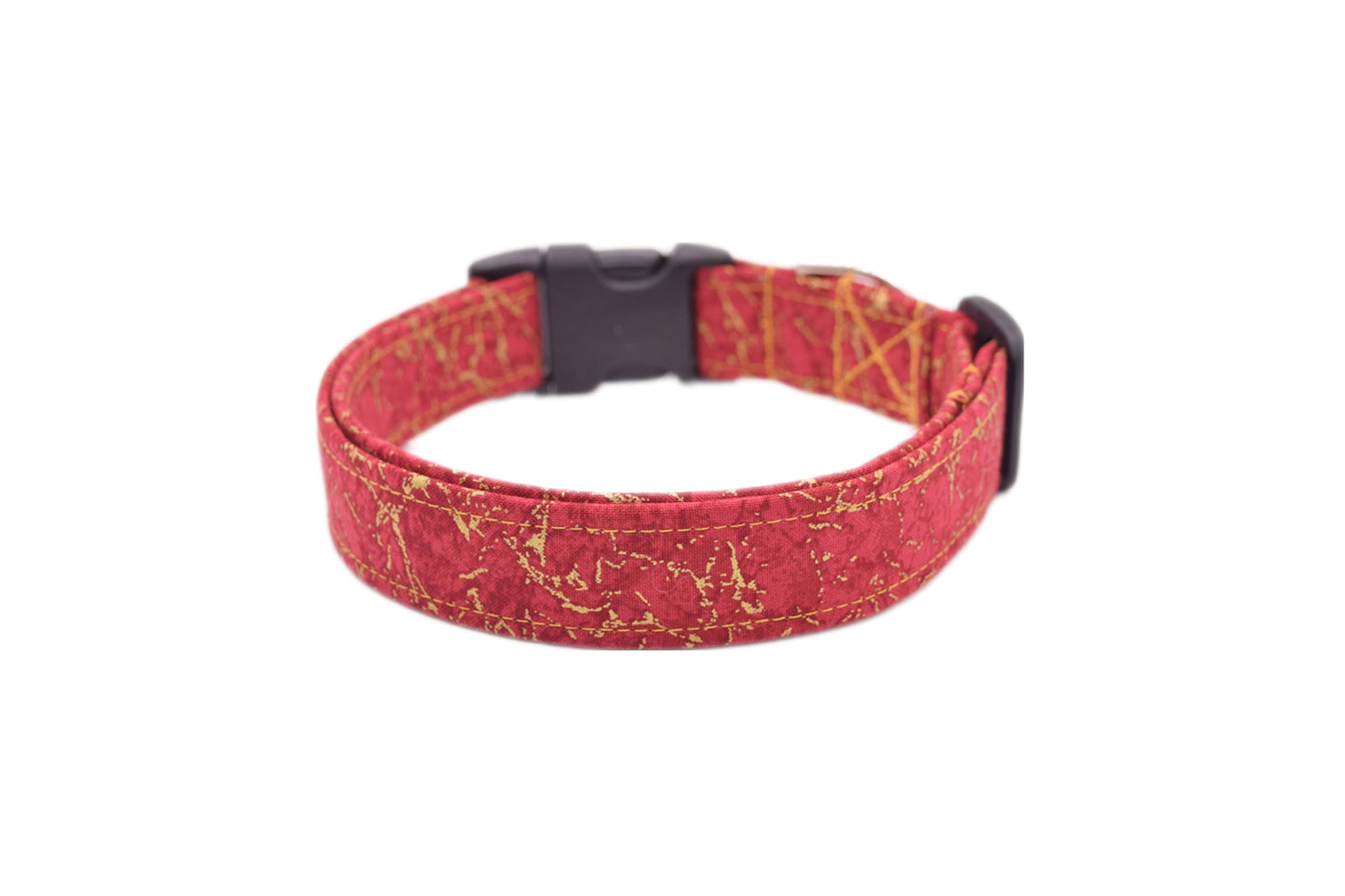 Red & Gold Marble Dog Collar - Handmade by Kira's Pet Shop