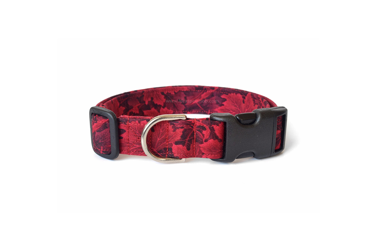 Red Maple Leaves Dog Collar - Handmade by Kira's Pet Shop
