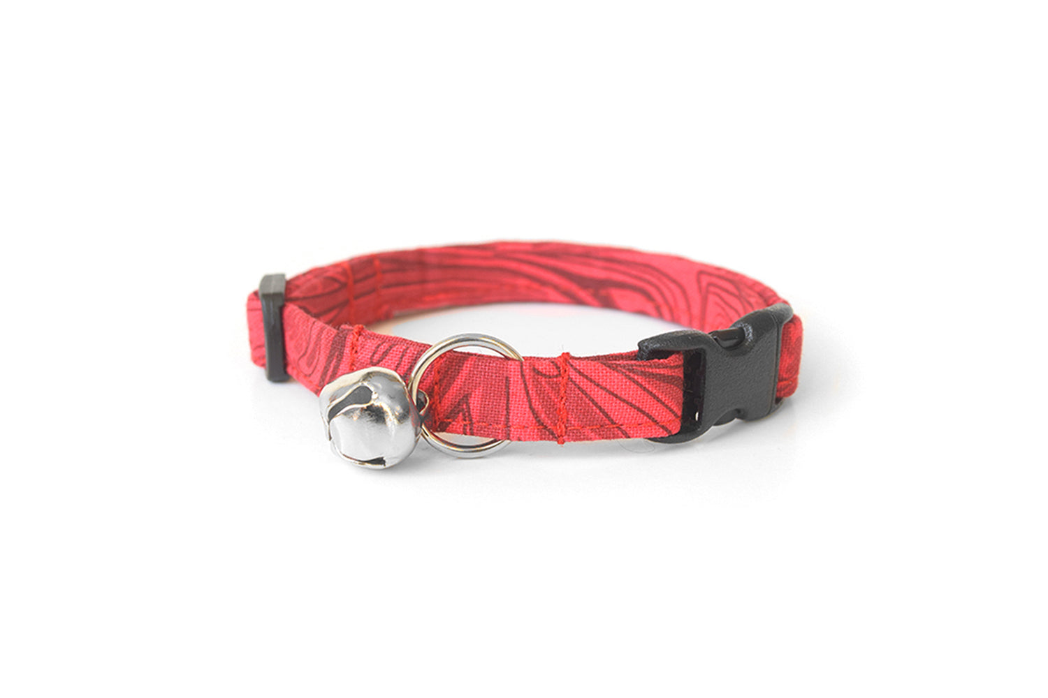 Red Marble Cat Collar - Breakaway Cat Collar - Handmade by Kira's Pet Shop