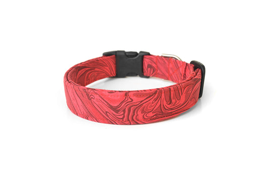 Red Marble Dog Collar - Handmade by Kira's Pet Shop