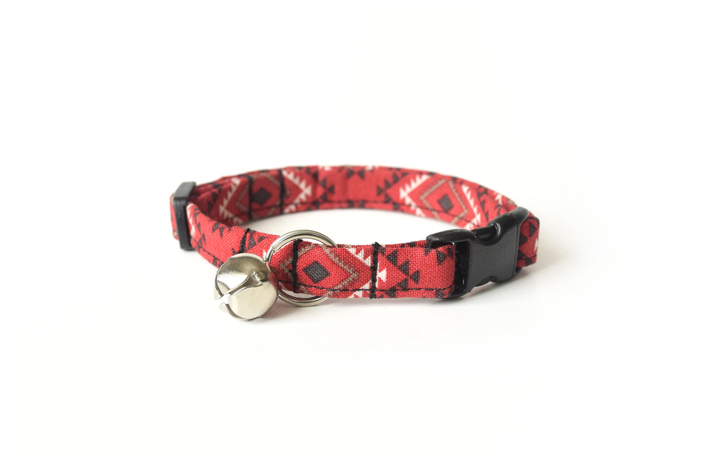 Red Southwest Cat Collar - Tribal Breakaway Cat Collar - Handmade by Kira's Pet Shop