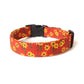 Red Sunflower Dog Collar - Handmade by Kira's Pet Shop