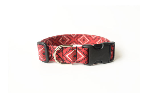 Red Southwest Tribal Dog Collar - Handmade by Kira's Pet Shop