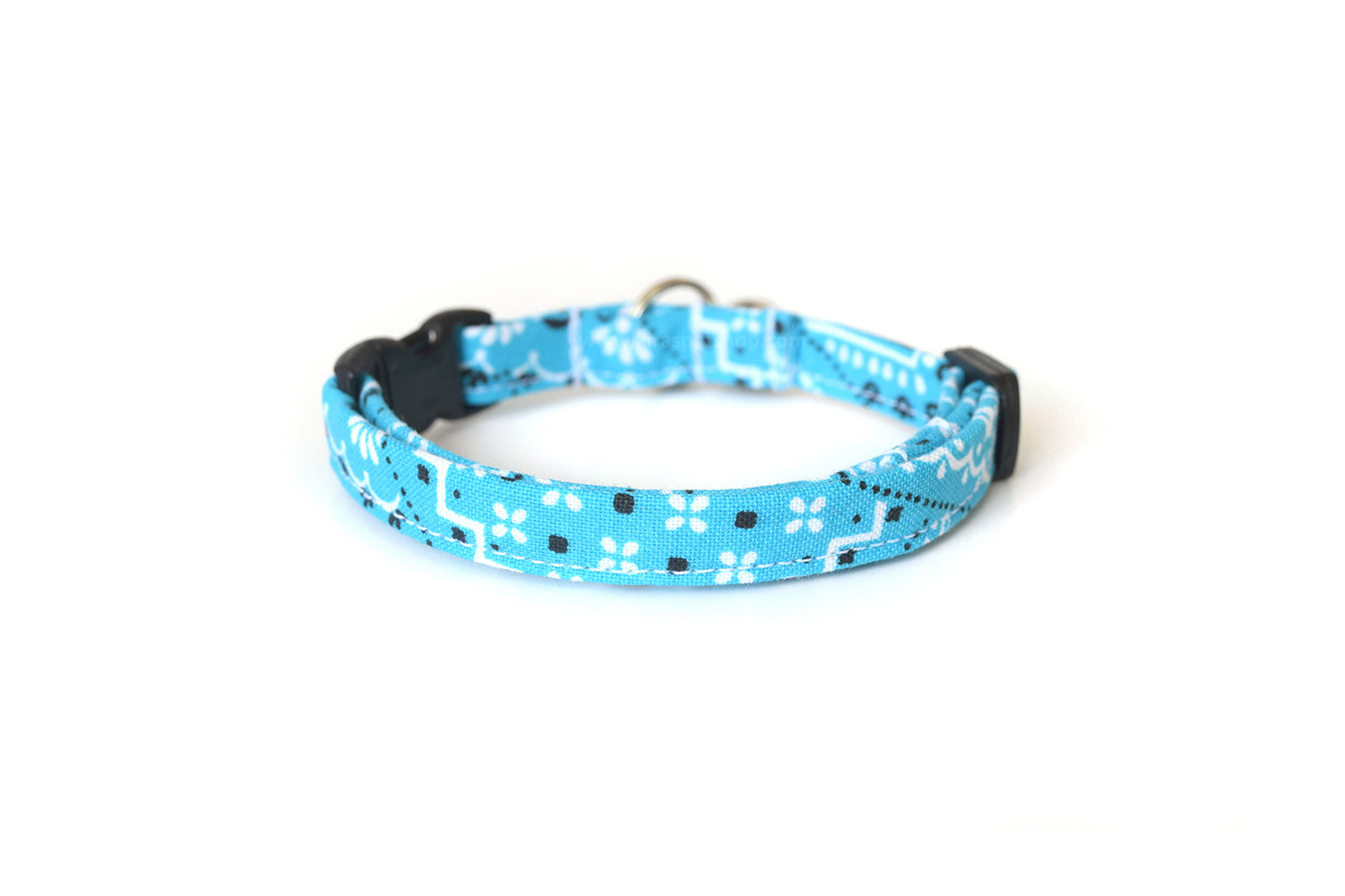 Sky Blue Cat Collar - Blue Paisley Bandana Print Breakaway Cat Collar - Handmade by Kira's Pet Shop
