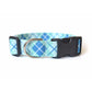 Sky Blue Plaid Dog Collar - Handmade by Kira's Pet Shop