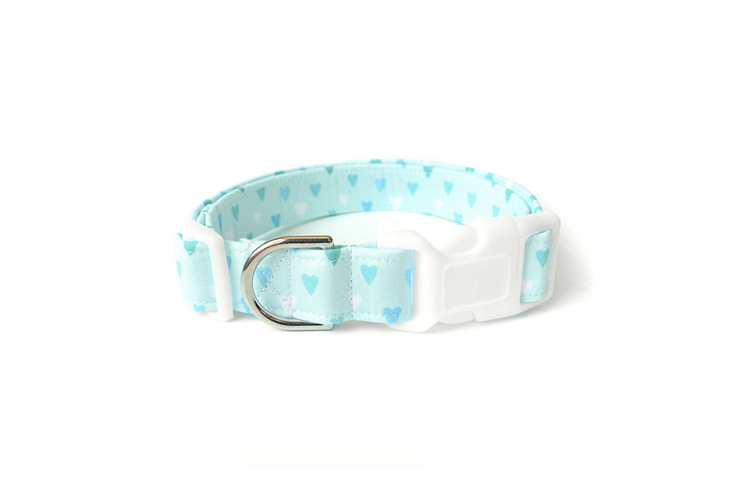 Pastel Sky Blue Hearts Dog Collar - Handmade by Kira's Pet Shop