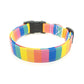 Thin Rainbow Stripes Dog Collar - Handmade by Kira's Pet Shop