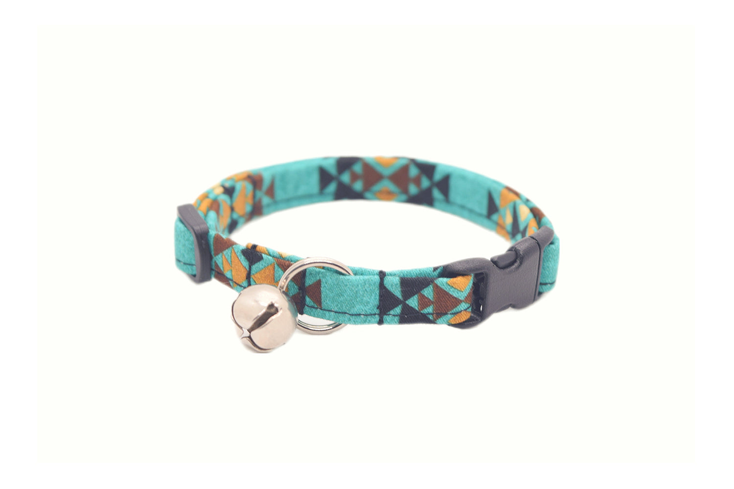 Teal Southwest Tribal Cat Collar - Turquoise Breakaway Cat Collar - Handmade by Kira's Pet Shop