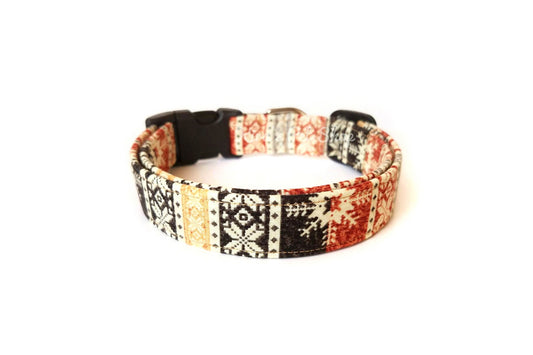 Ugly Sweater Nordic Stripe Dog Collar - Handmade by Kira's Pet Shop