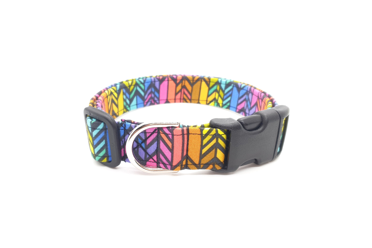 Vertical Rainbow Chevron Dog Collar - Handmade by Kira's Pet Shop