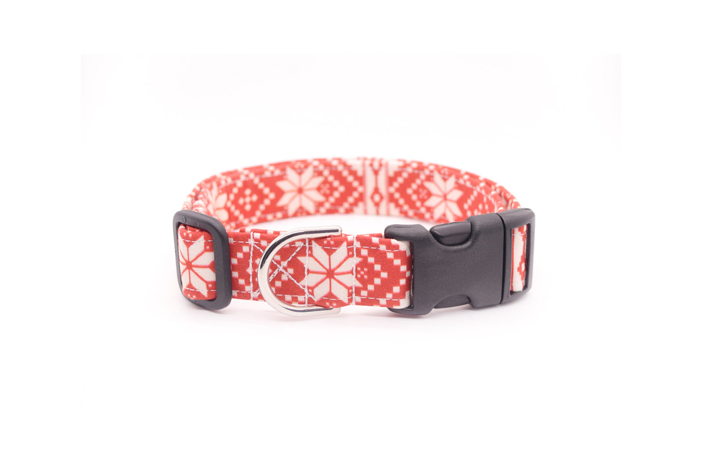 Red Nordic Winter Dog Collar - Handmade by Kira's Pet Shop