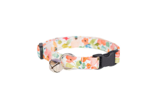 Watercolor Floral Cat Collar - Cute Girly Flower Pattern - Breakaway Cat Collar - Handmade by Kira's Pet Shop