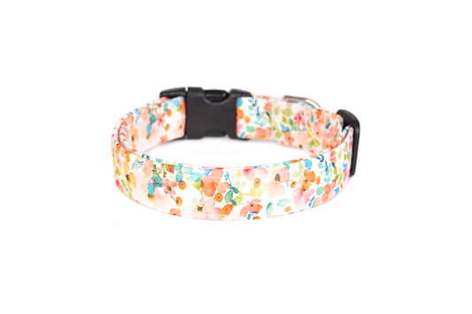 Watercolor Floral Dog Collar - Handmade by Kira's Pet Shop