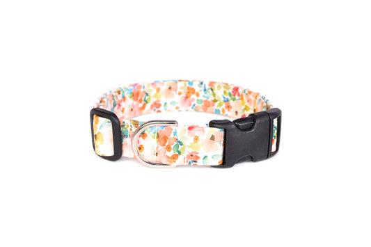 Watercolor Floral Dog Collar - Handmade by Kira's Pet Shop