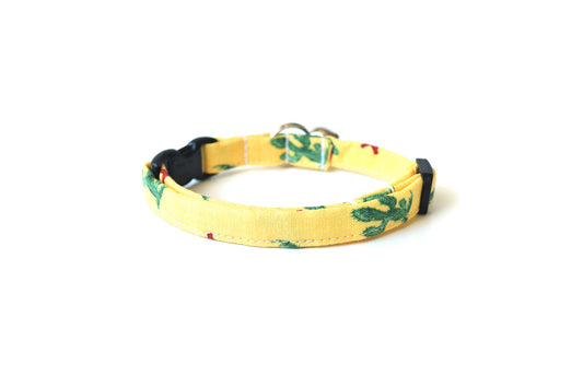 Yellow Cactus Breakaway Cat Collar - Handmade by Kira's Pet Shop